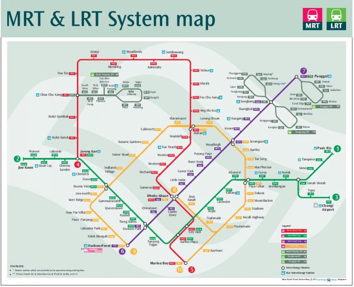 lrt mapa da ruta Singapur