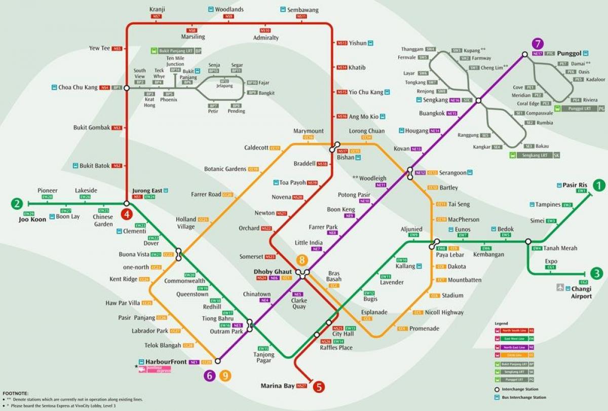 mrt sistema mapa Singapur