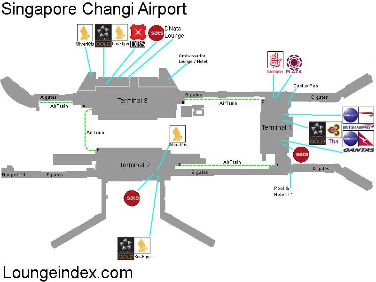 mapa de Singapur aeroporto