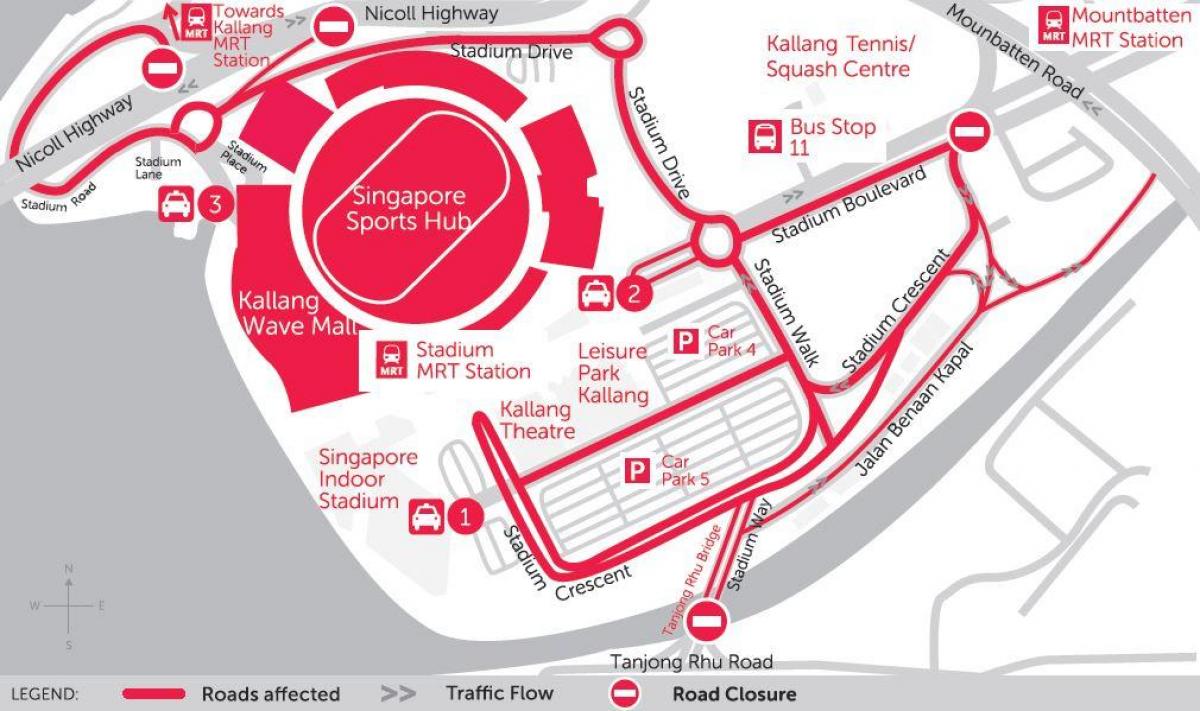 mapa de Singapur deportes hub