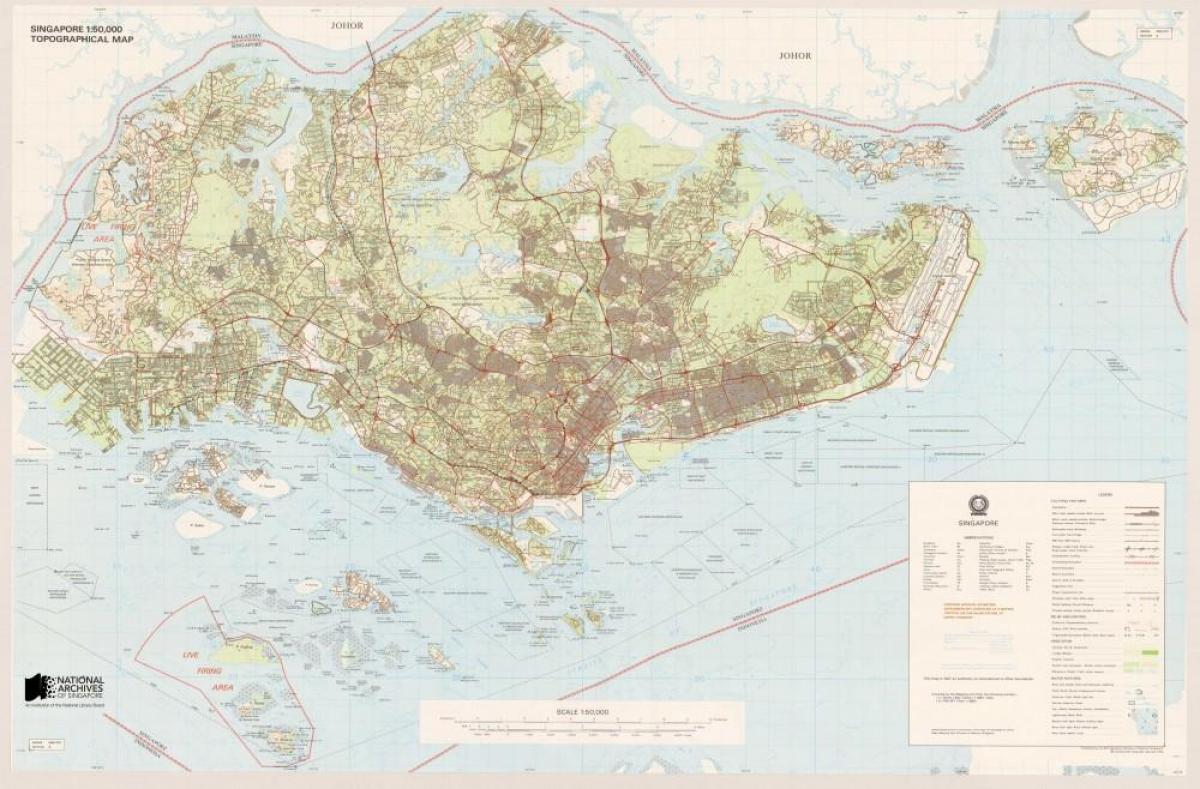 mapa topográfico de Singapur
