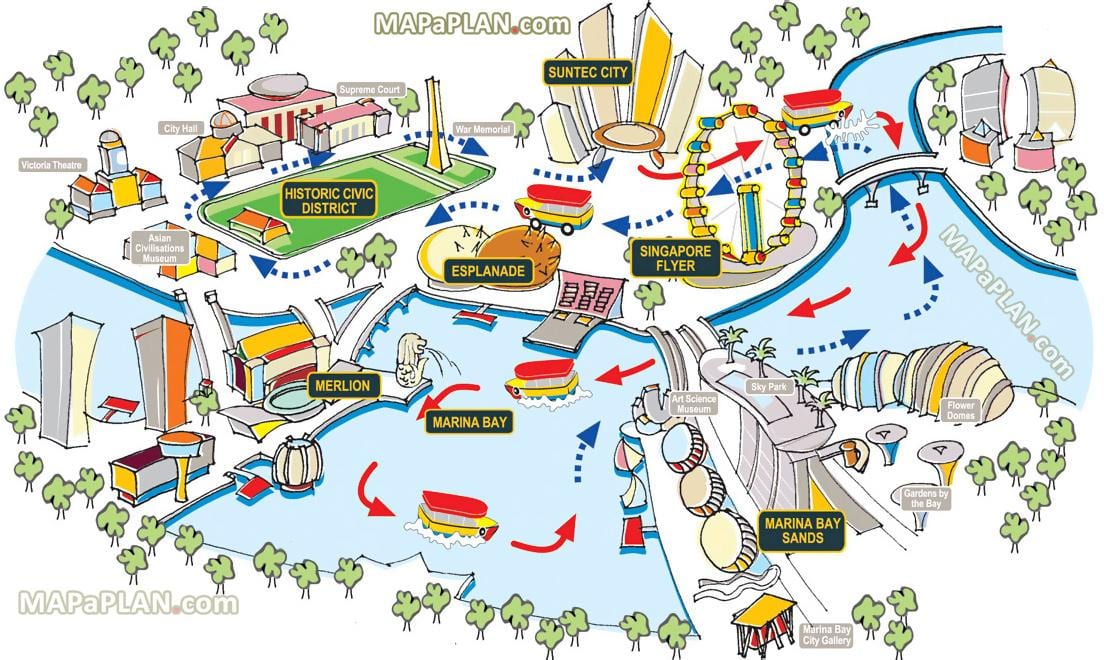 Singapur mapa para o turista