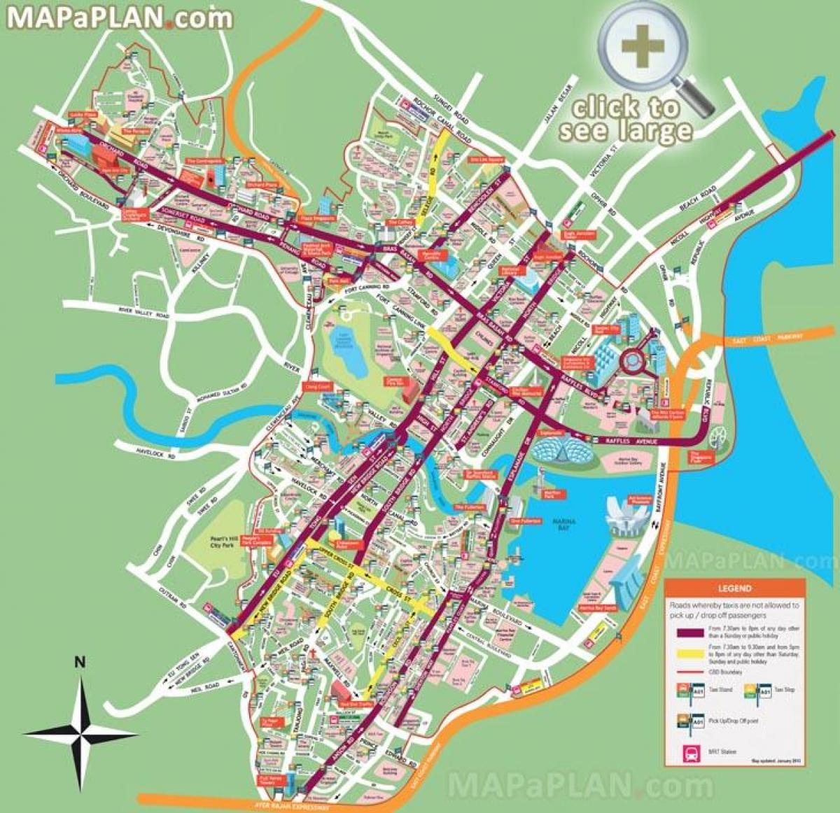 rúa mapa de Singapur
