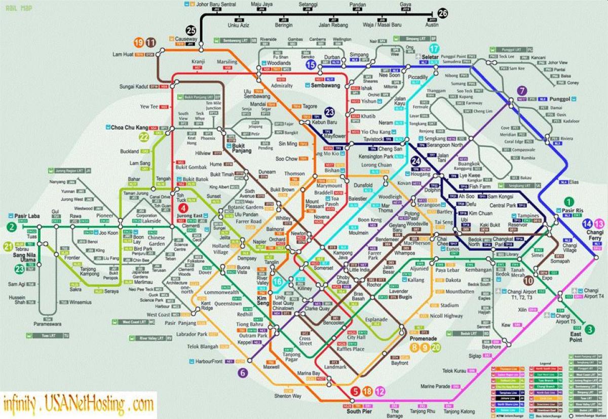 mapa de Singapur de transporte