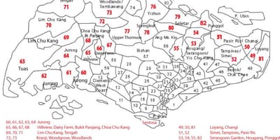 Singapur código postal mapa